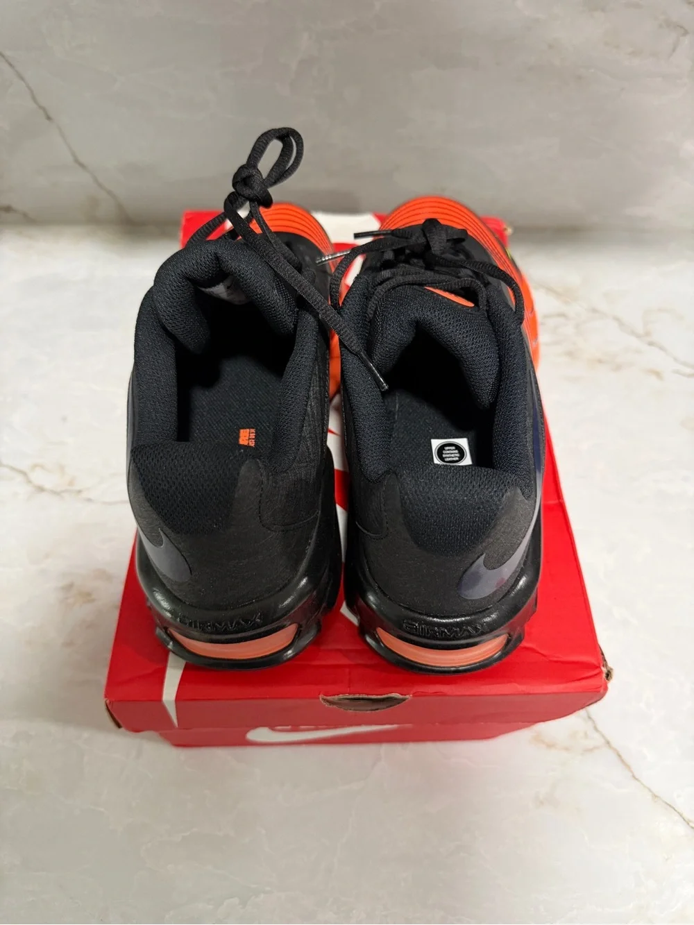 Nike Black and Neon Orange Swoosh Running Sneakers